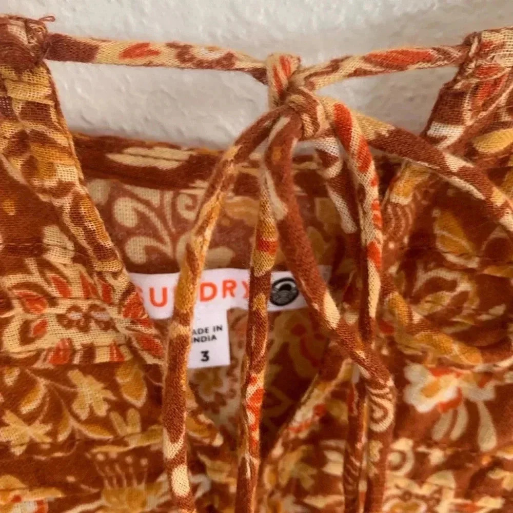 🩵SUNDRY Sienna Flutter Sleeve Blouse Size Boho Prairie Cottagecore Large - Picture 10 of 13